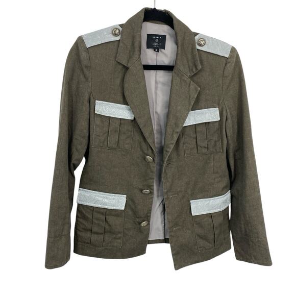 Laveer Barneys NY Military Style Blazer Women Size 4 Jacket Gray Silver - Picture 13 of 13